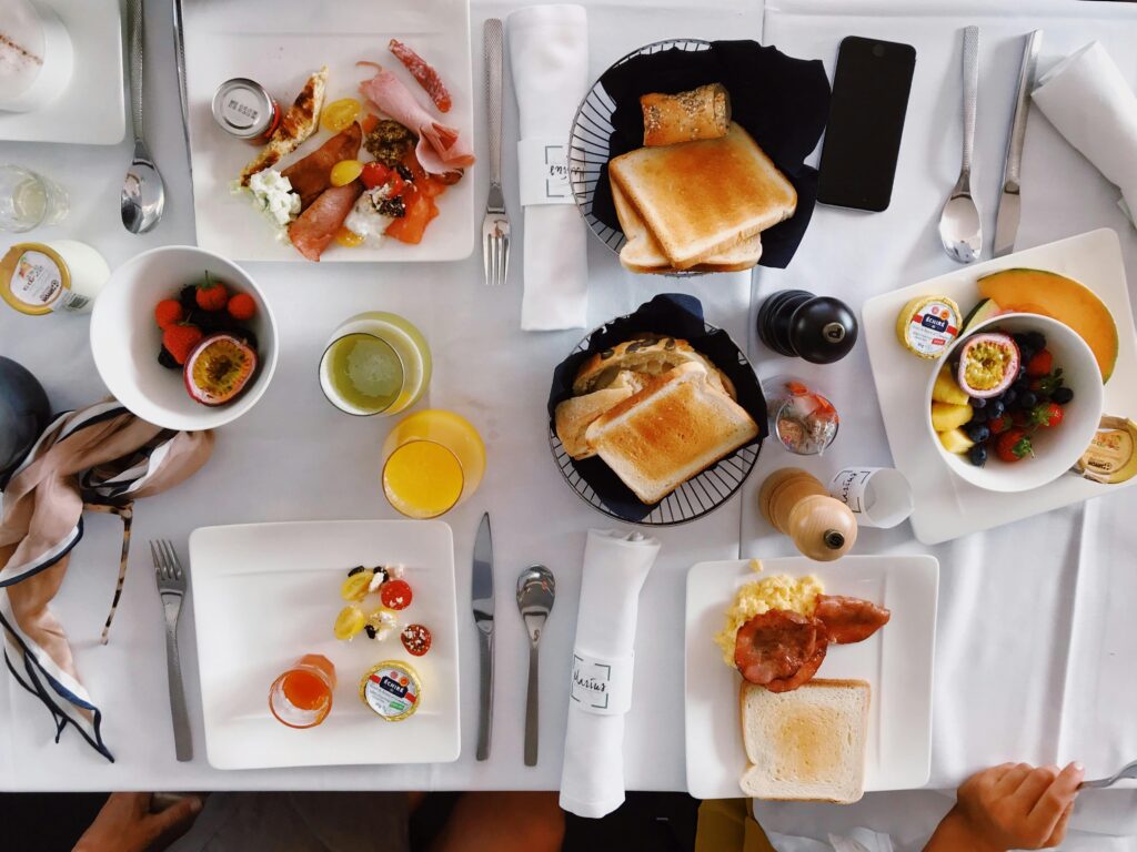 flat lay of food on a table