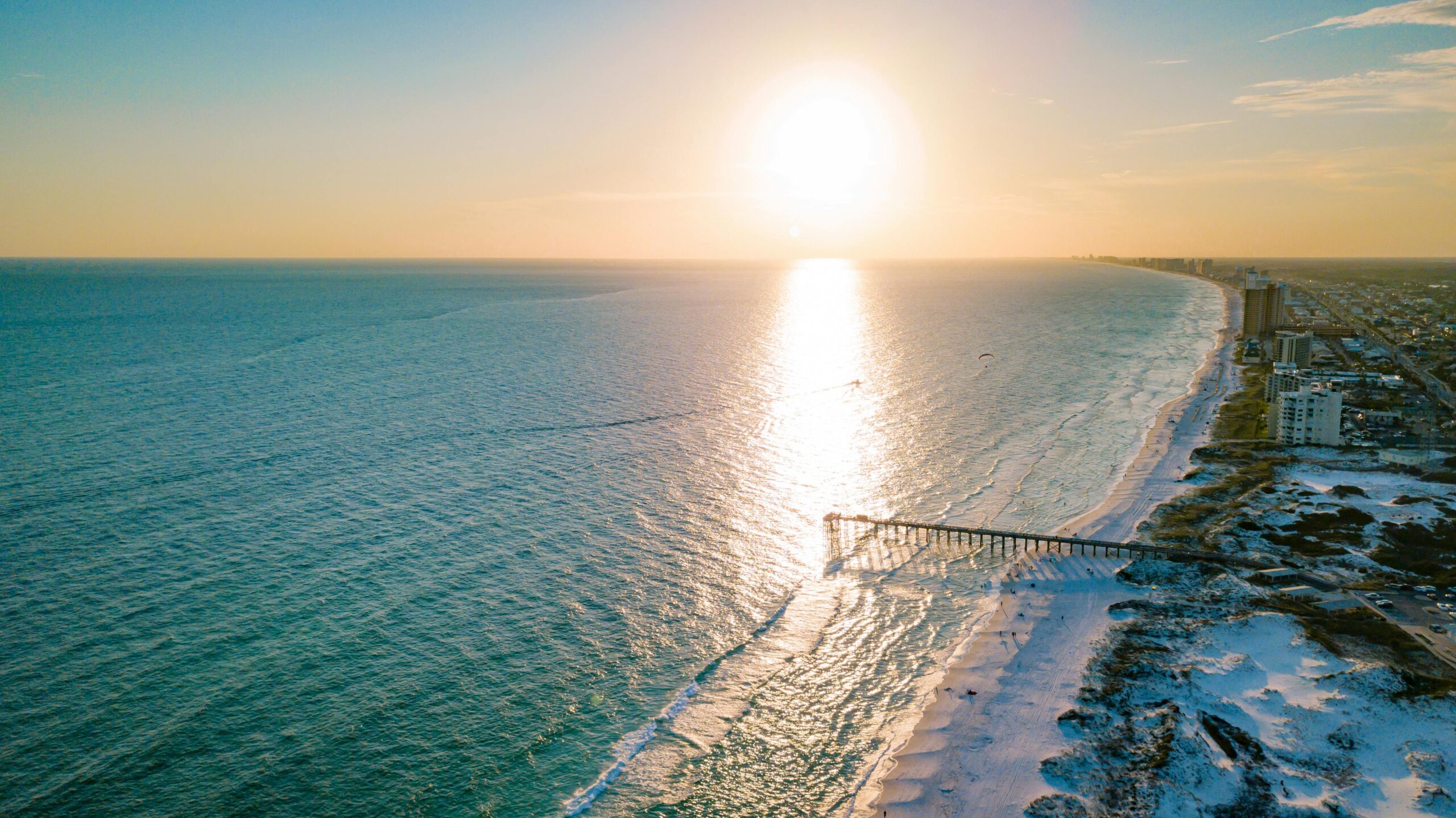 a pier on a beach